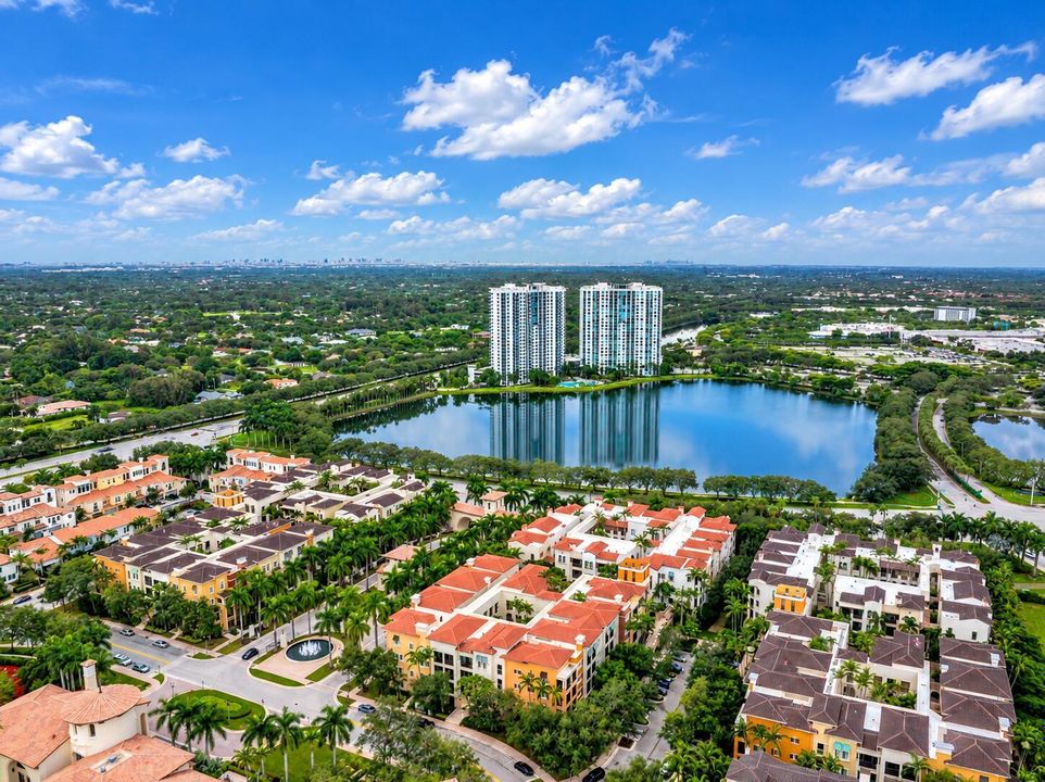 Miami Suburb Panorama with Reflective La