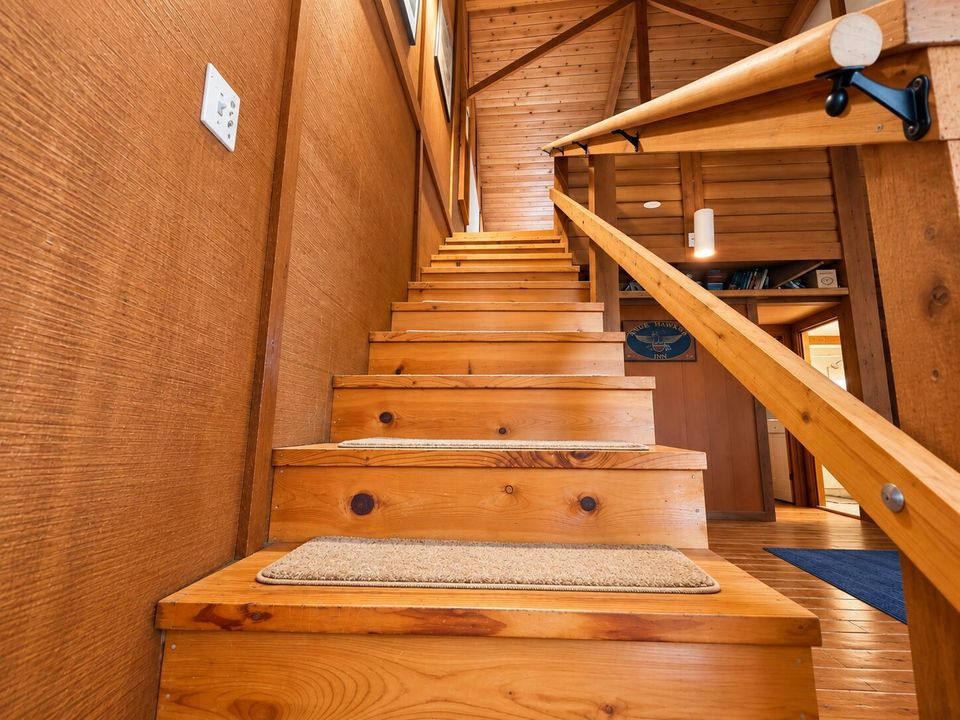 Rustic Cabin Stairway to Blue Hawk Inn
