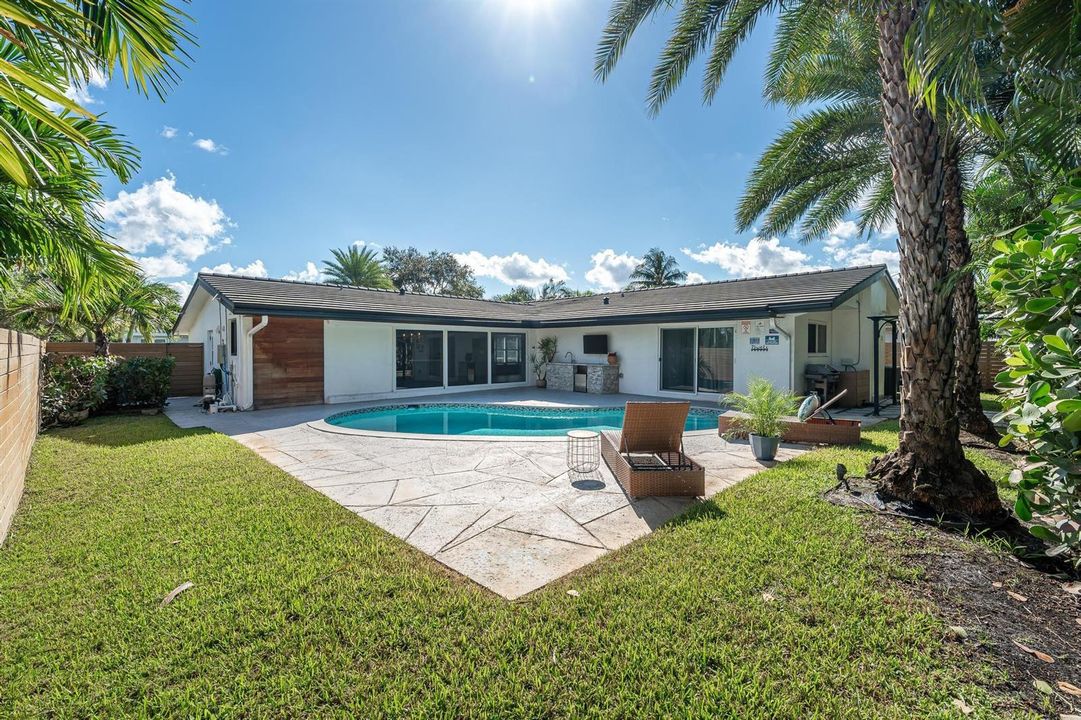 Landscaped backyard with pool