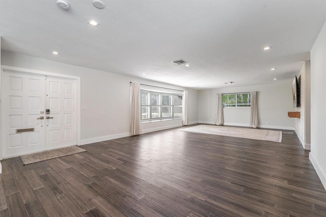 Living room with wood-look floors