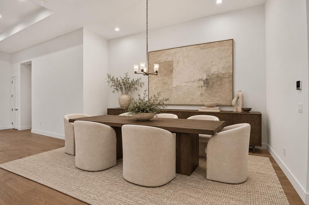 Warm ivory dining room with dark oak-3