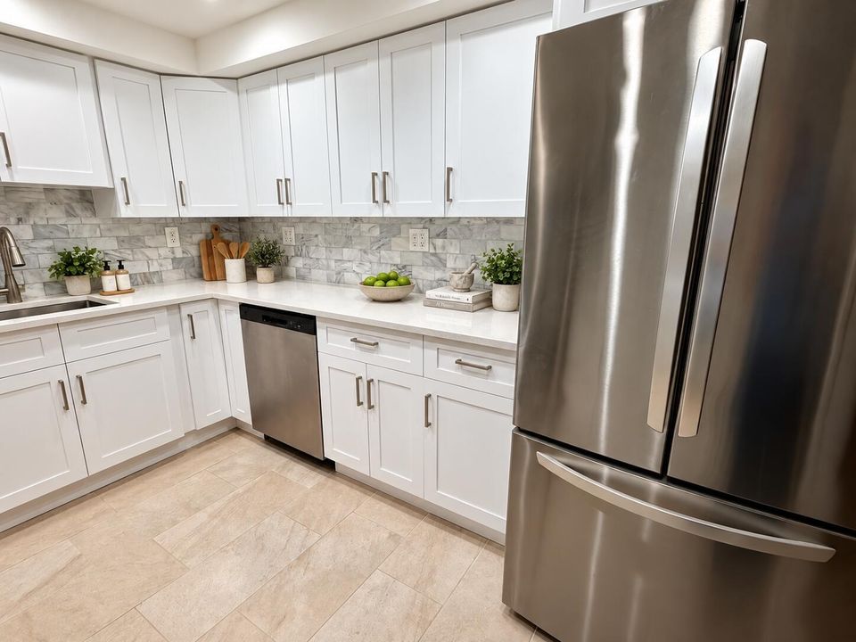 Staged Modern Kitchen with Greenery
