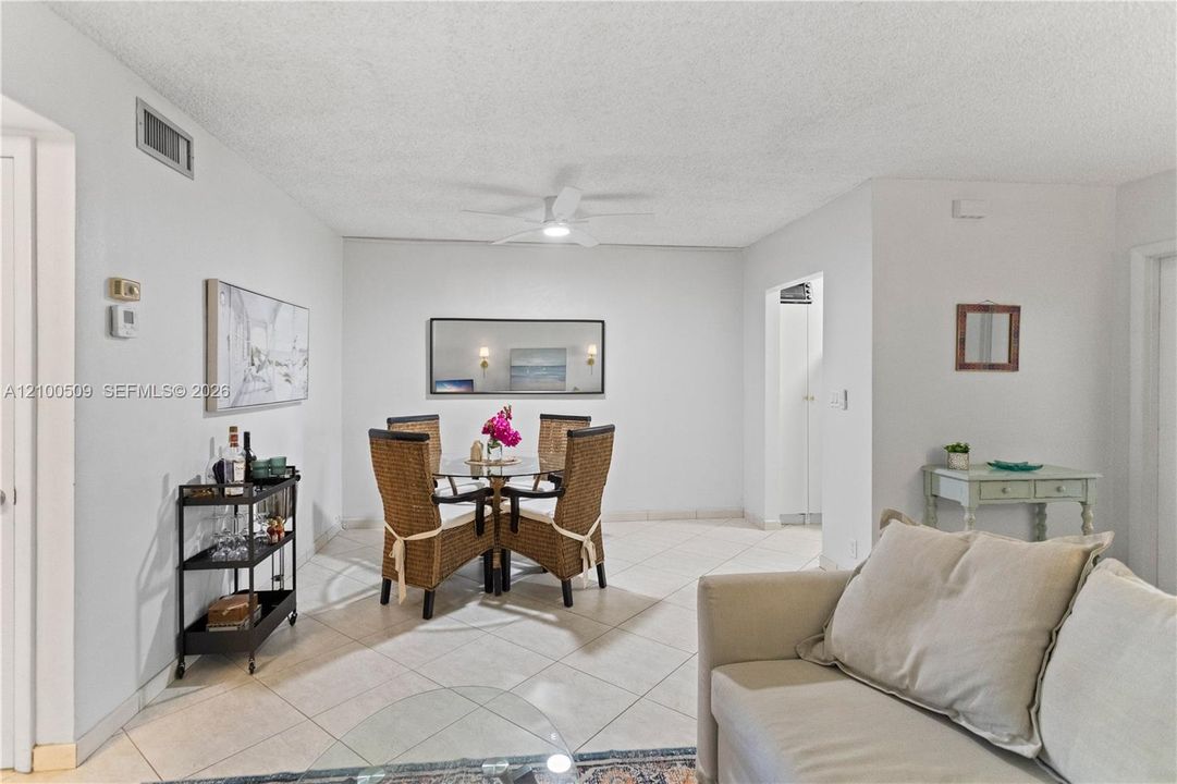 L-shaped dining / living area