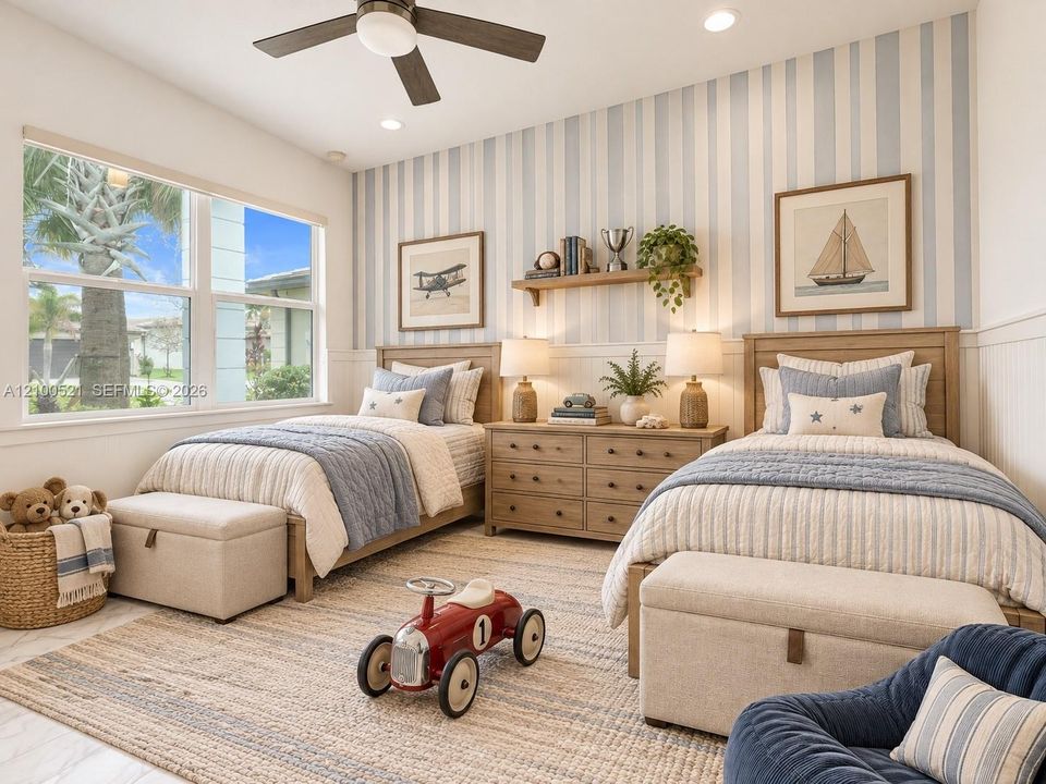 Virtually staged - bonus room as kids guest room