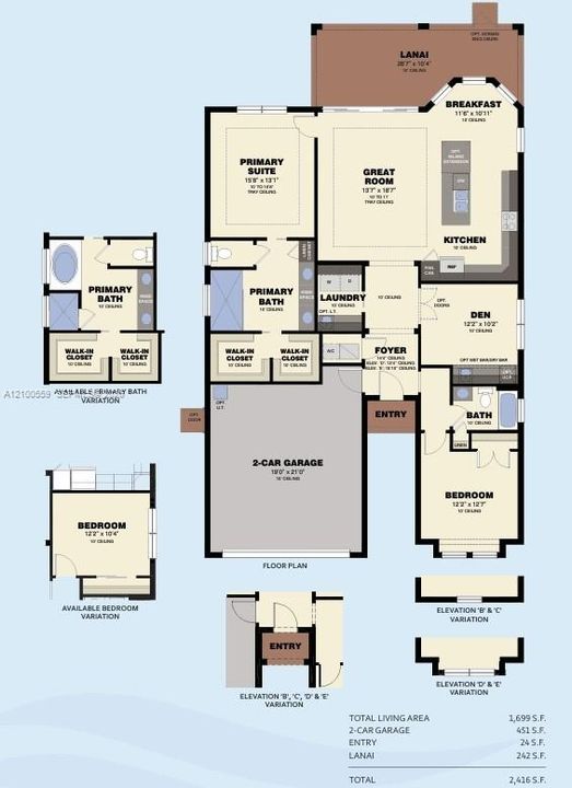 Aster Model - Primary Bath upgraded with optional separate tub and shower