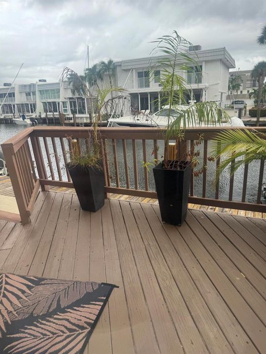 large deck overlooking waterway