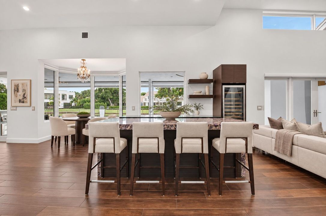 Warm luxury kitchen with ivory stools-5