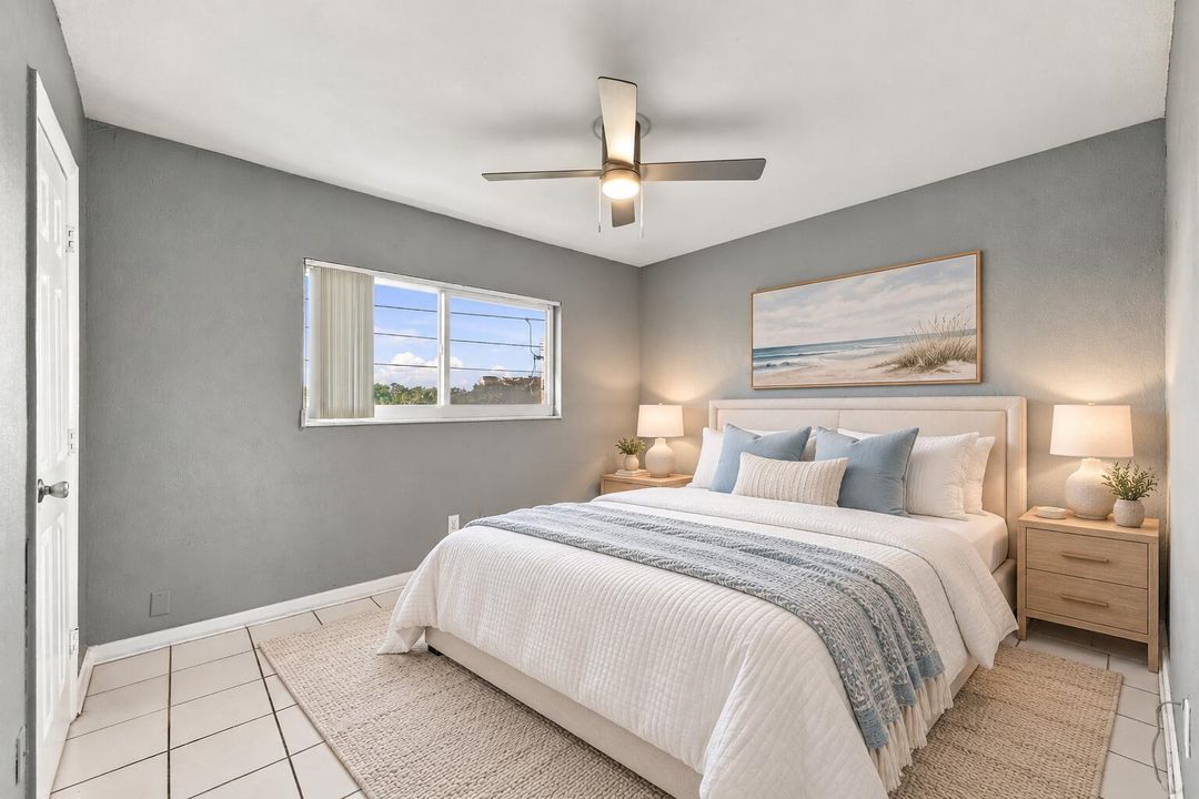 Bright Coastal Bedroom Staging