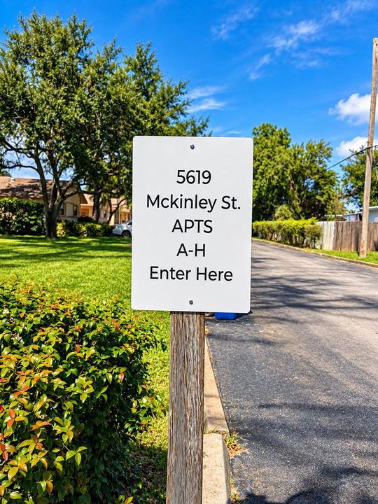 5619 McKinley Street Apartments Sign