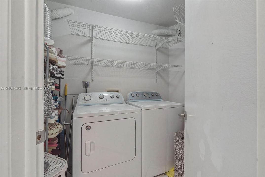 Utility closet with wire shelving