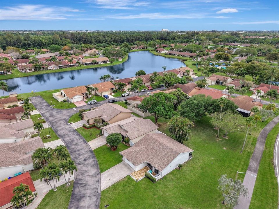 Aerial View of Home with Lake