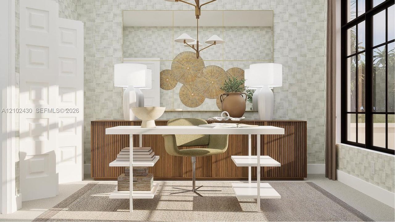 Located on the first floor, this main-level bedroom offers a flexible space ready for a guest room or home office, as needed.