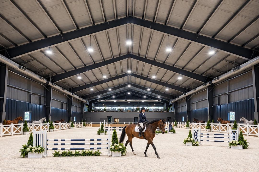 Luxury equestrian arena with paddocks an