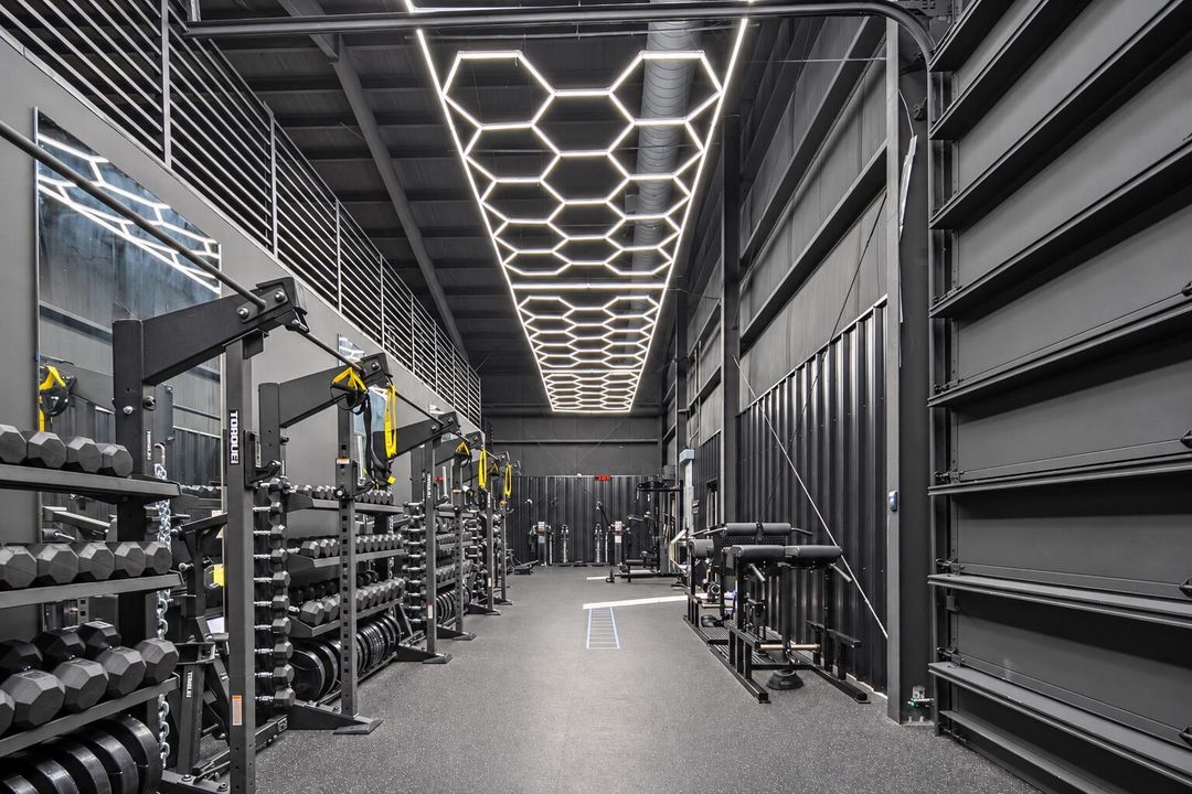 Brightened modern gym interior