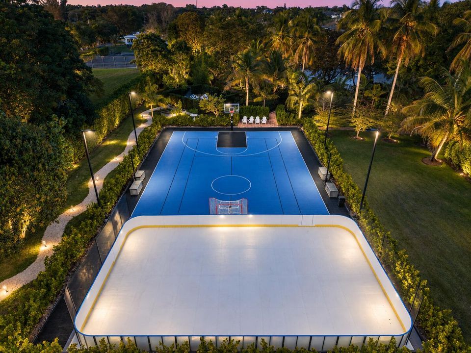 Twilight sports courts with elegant land