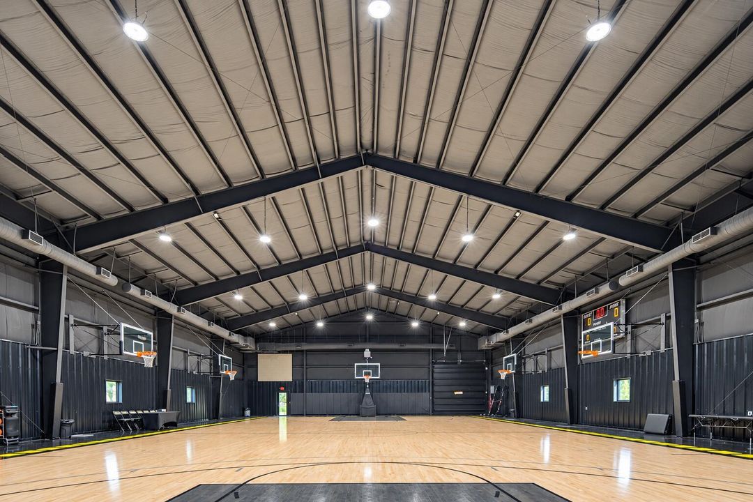 Brightened indoor basketball facility