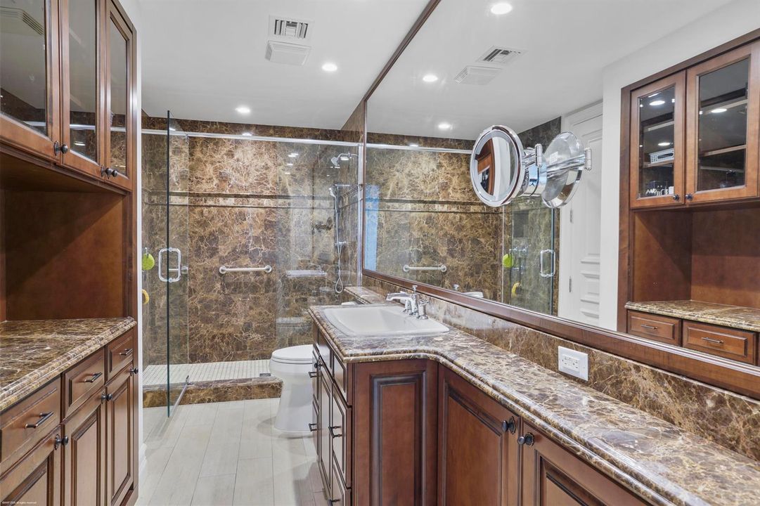 His in-suite bathroom