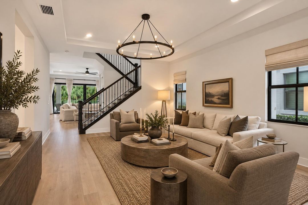 Warm Modern Living Room and Foyer