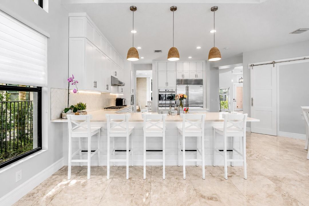 Coastal Kitchen with Pendants