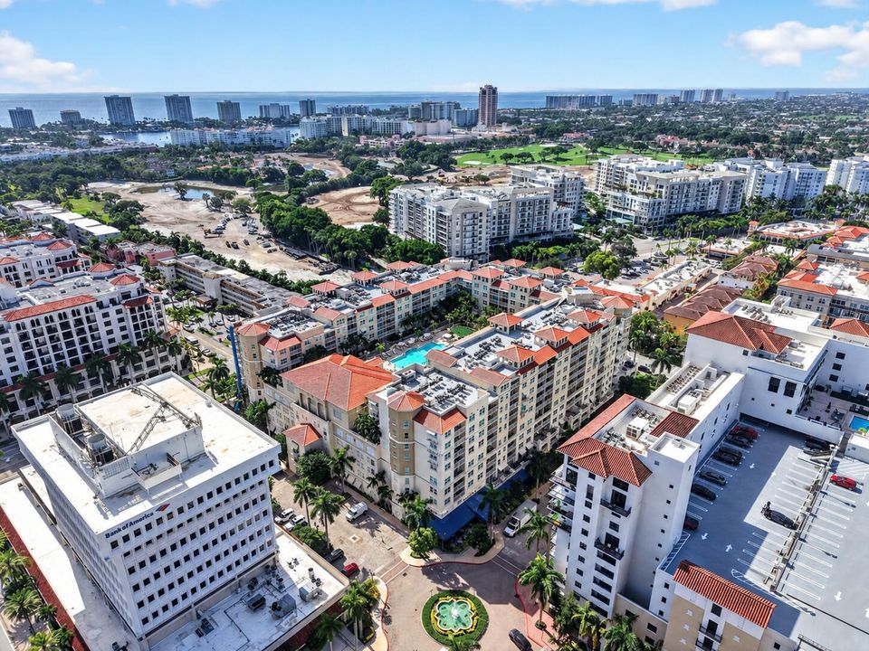 Aerial Coastal Cityscape with Palm-Lined