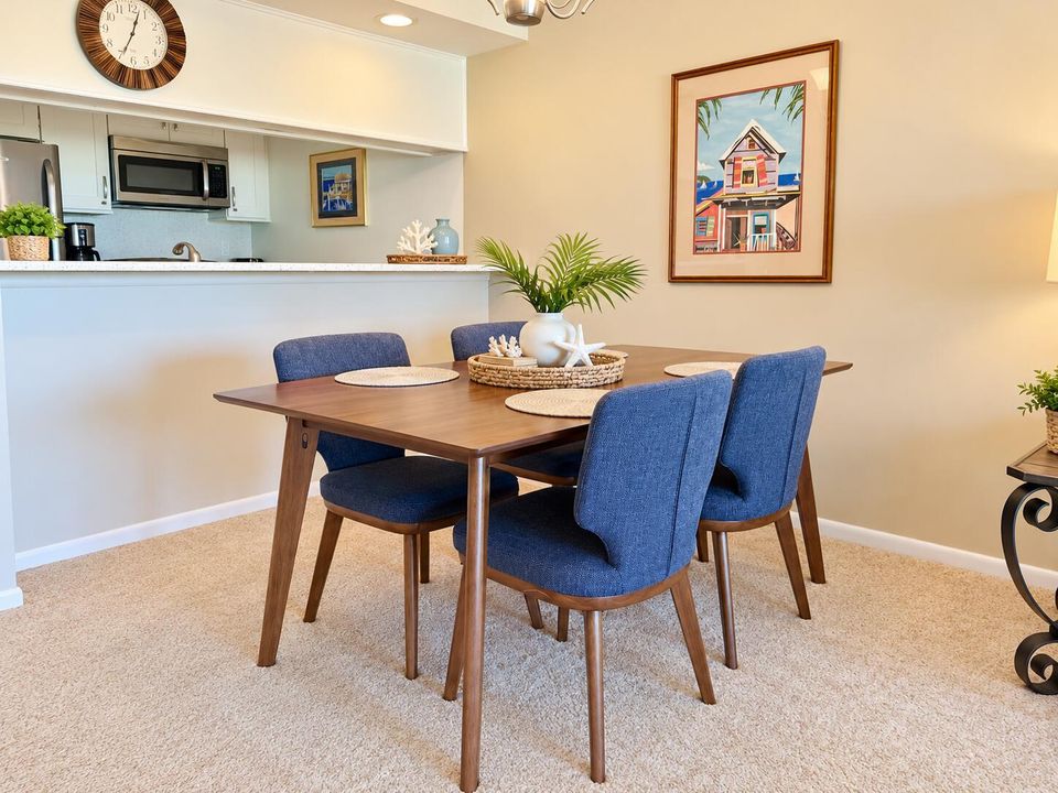 Coastal Dining Room with Kitchen Pass-Th