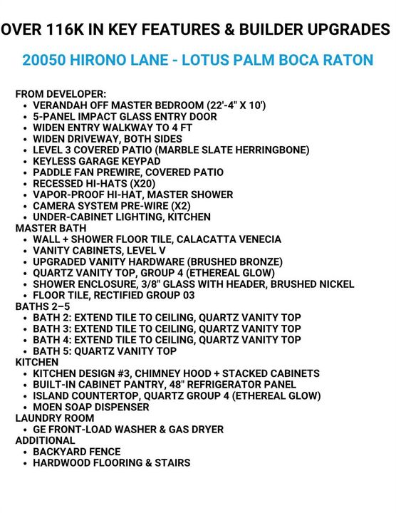 LIST OF IMPROVEMENTS (2)