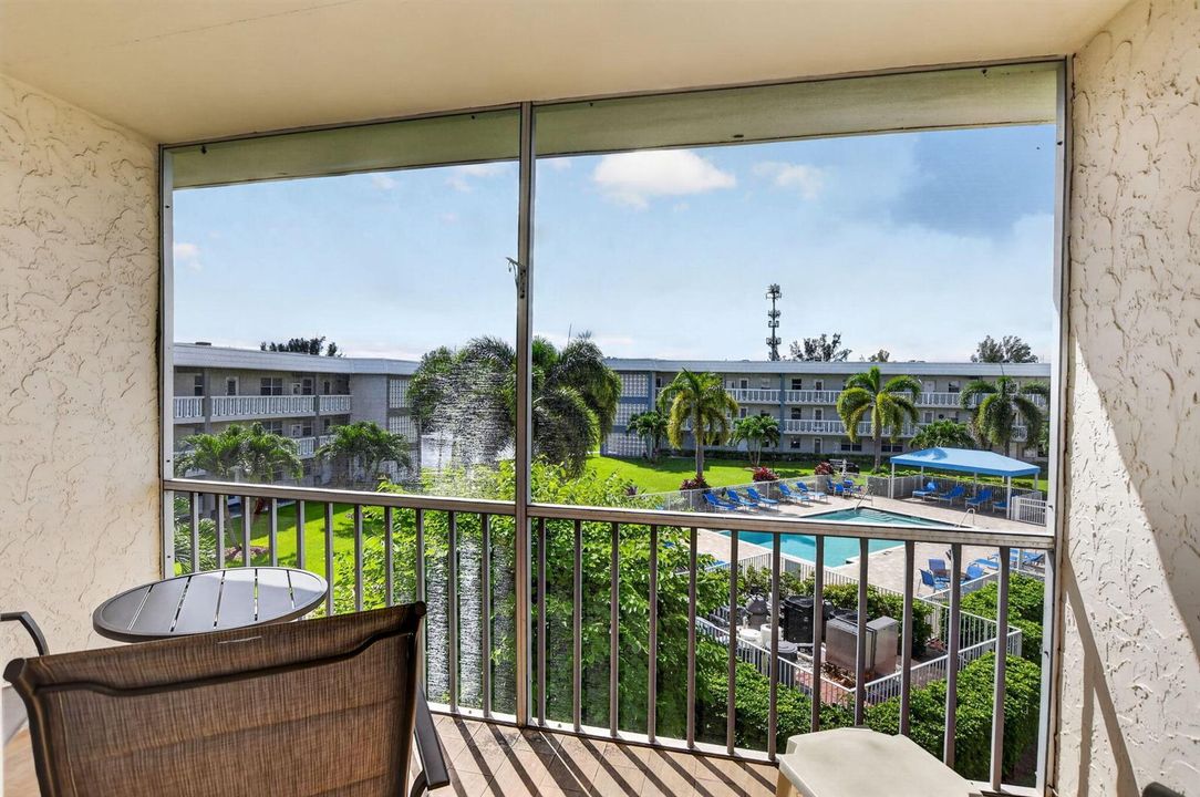 Patio overlooking pool