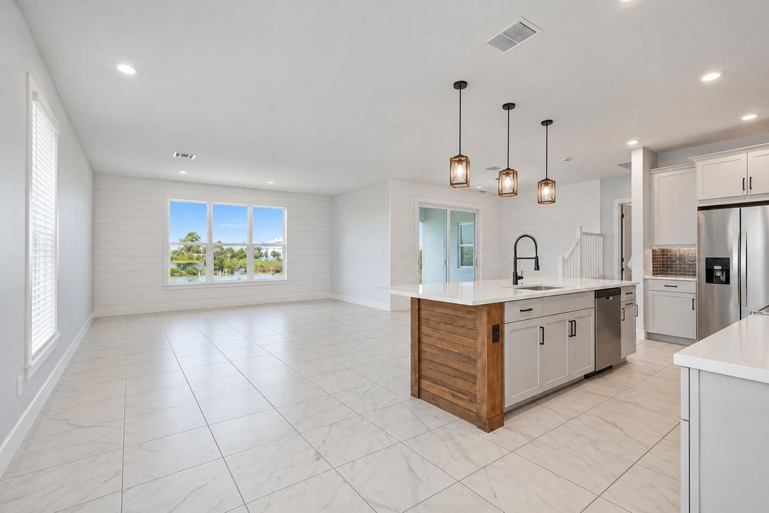 Empty Modern Coastal Open-Plan Interior