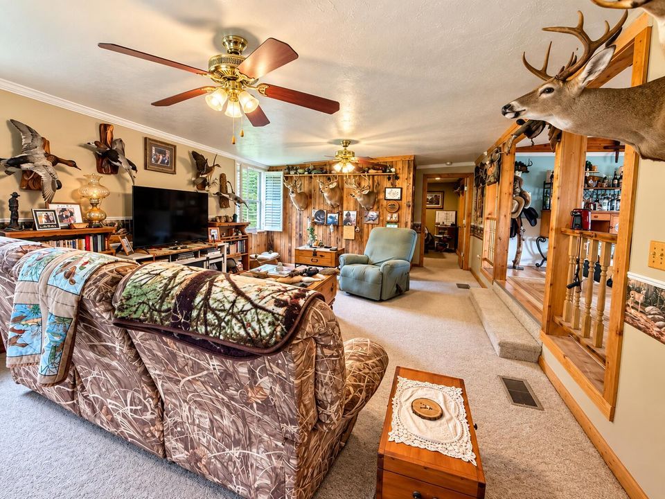 Bright Rustic Hunting Lodge Living Room