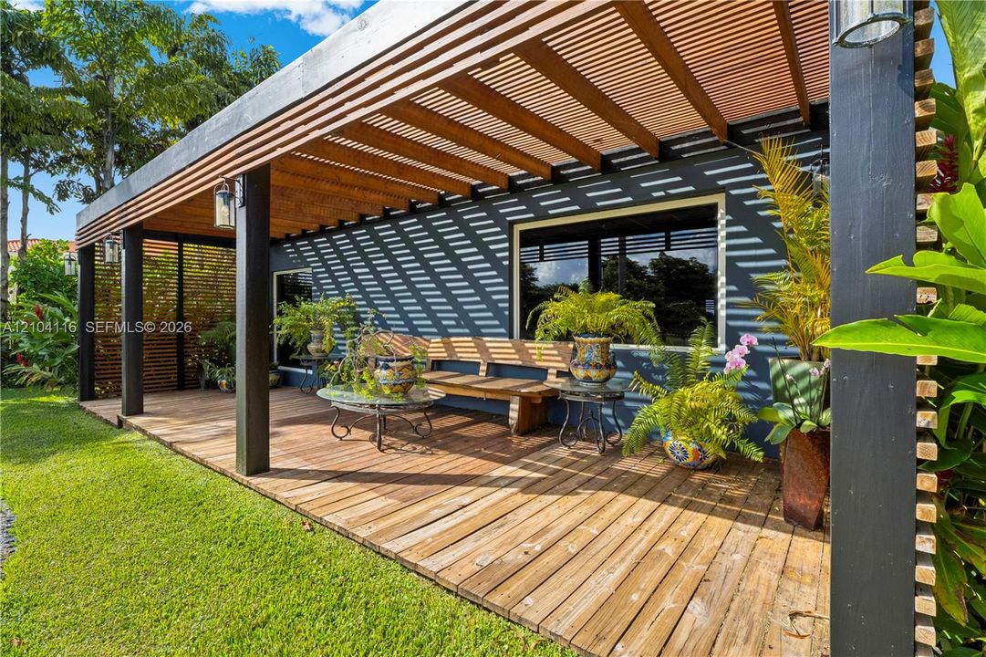 Deck off the Primary bedroom area.