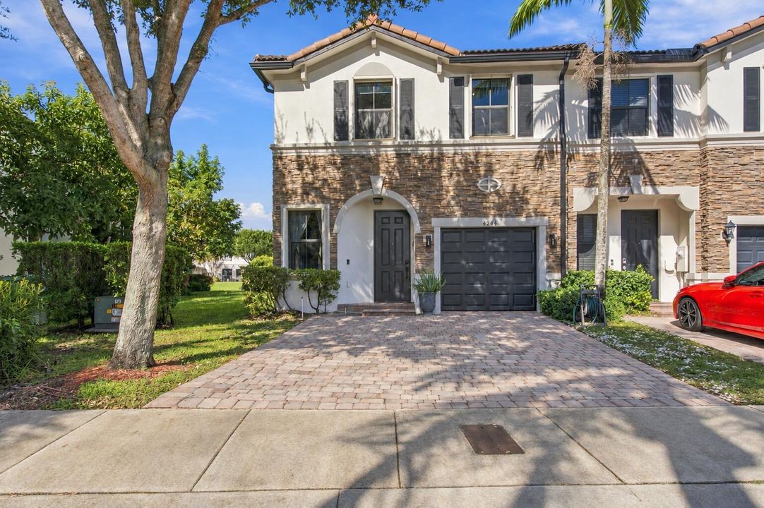 Freshly cleaned driveway pavers