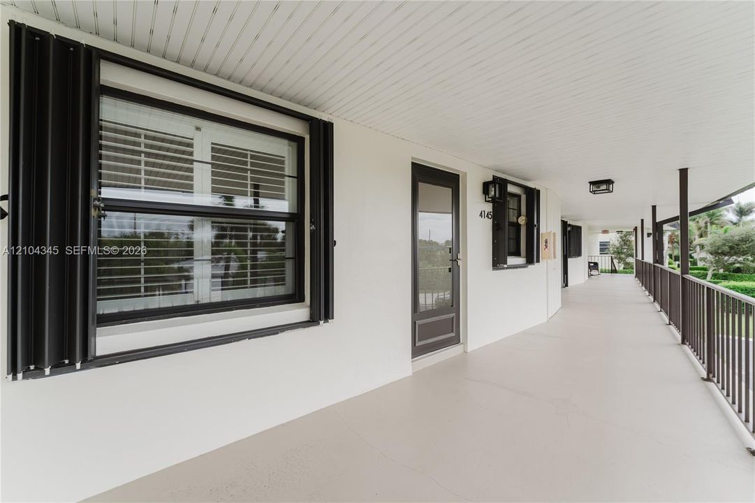 Covered walkway to enter home,