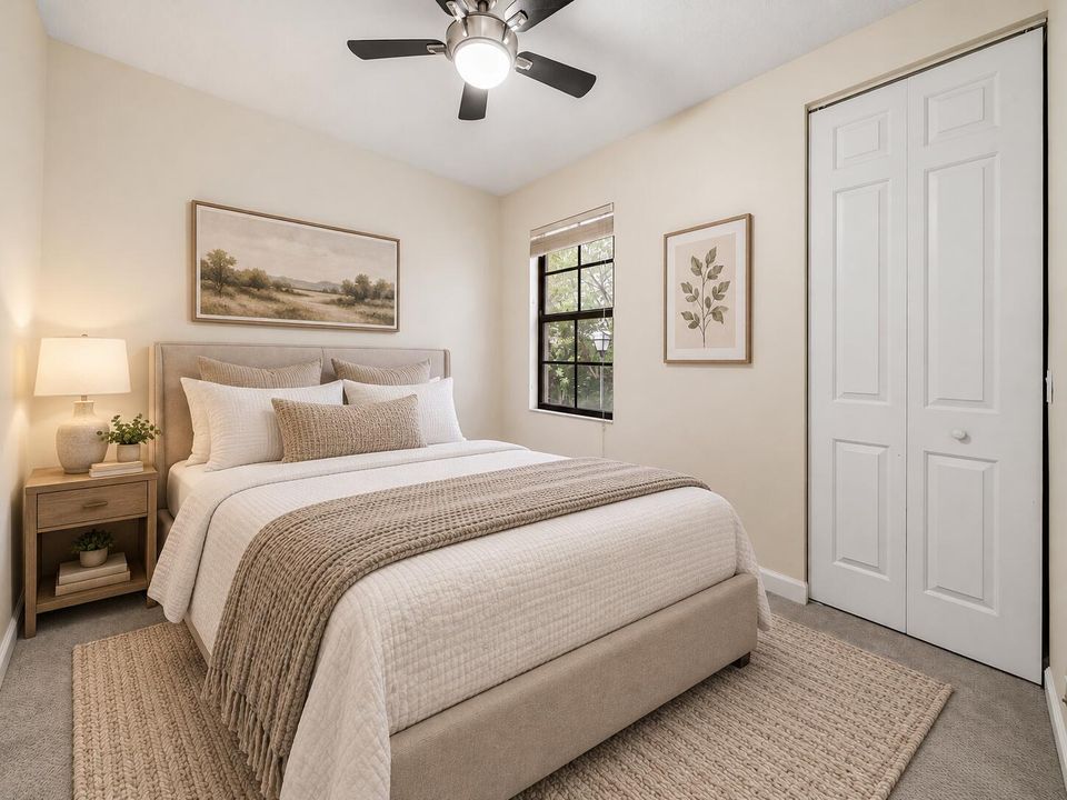 Guest bedroom staged