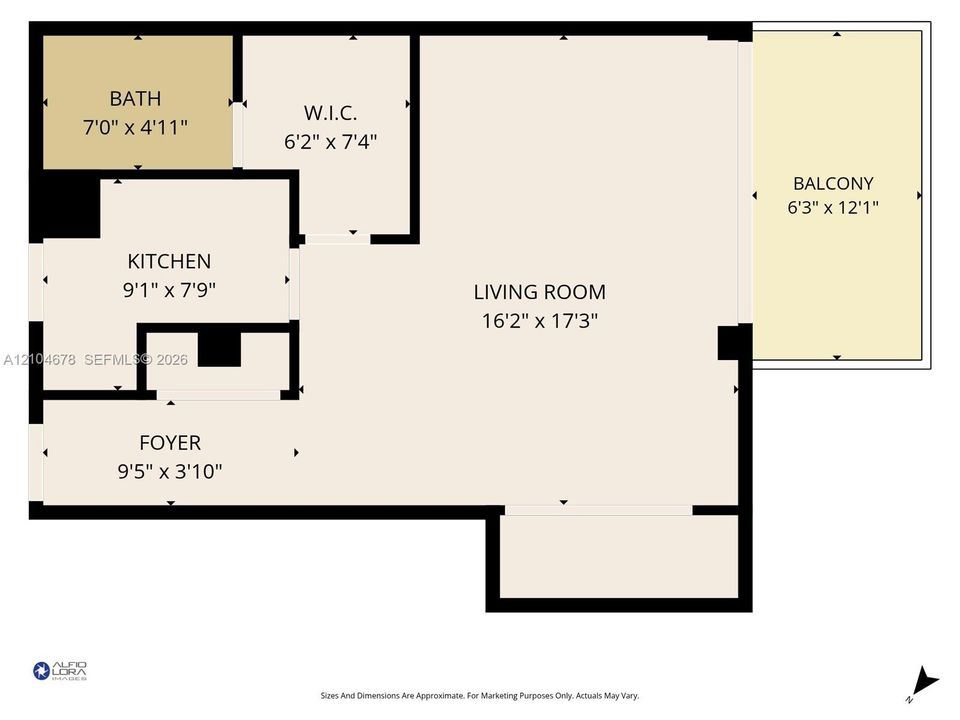 For Rent: $2,100 (0 beds, 1 baths, 580 Square Feet)