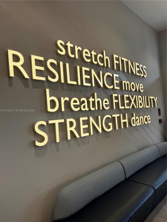 Property Amenity Signage. Depicting the designated physical wellness area within the property