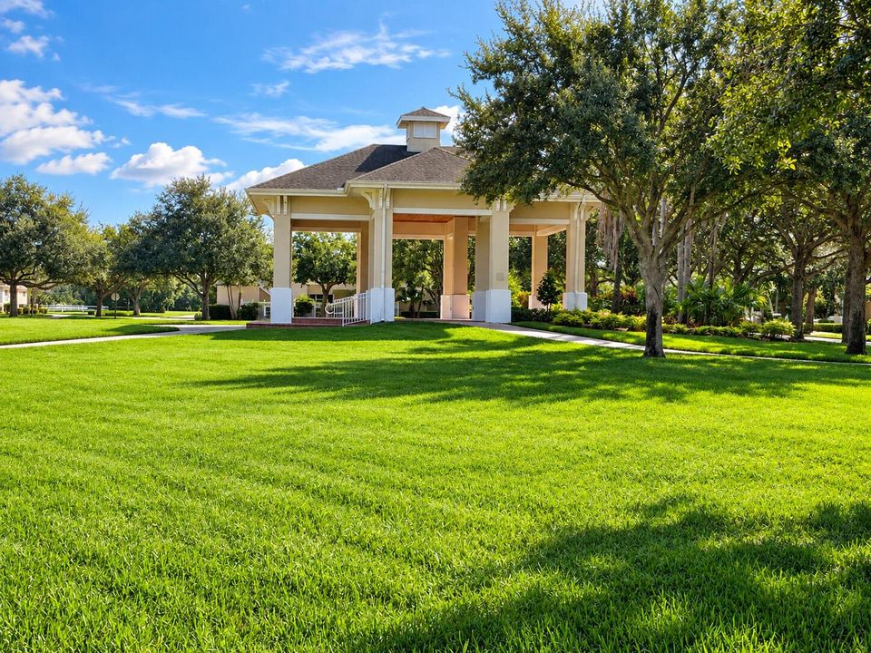 Sunny Community Pavilion on Manicured La
