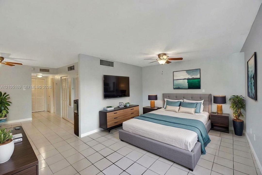 Light-toned tile flooring throughout