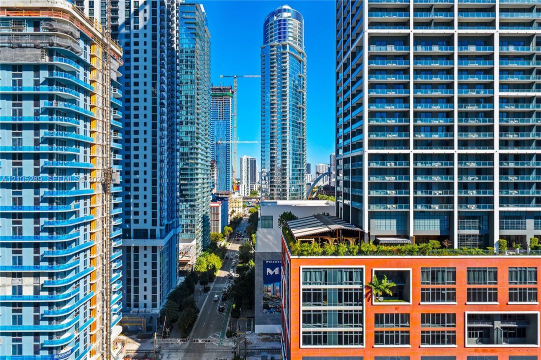 Urban architectural setting featuring multiple high-rise buildings