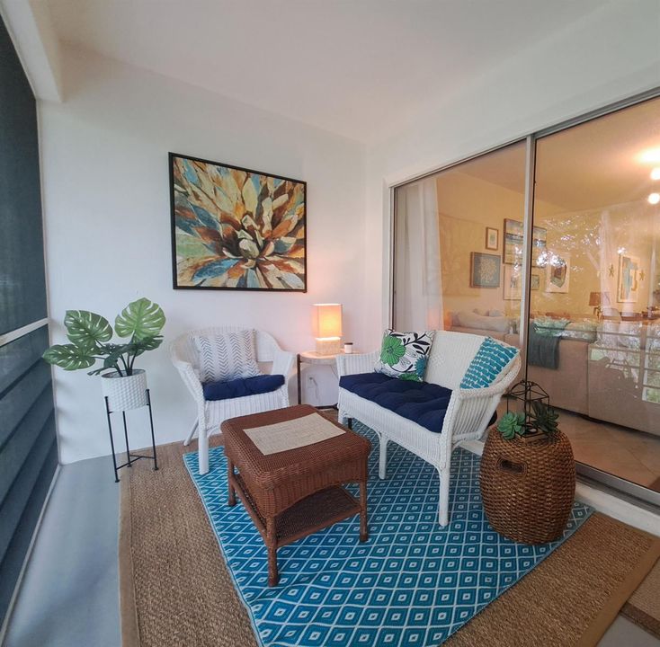 balcony overlooking walking path