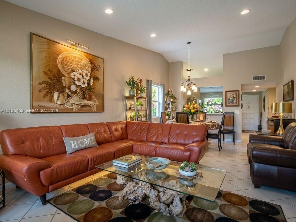 Living and Dining Room with high ceiling