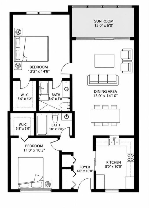 Mirrored Monochrome Condo Floor Plan