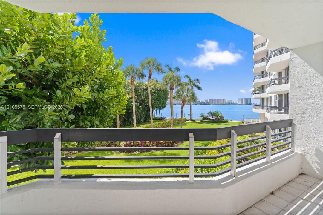 Beautiful Intracoastal Waterway views from the living room and private balcony at Mystic Pointe in Aventura, offering a peaceful waterfront setting.