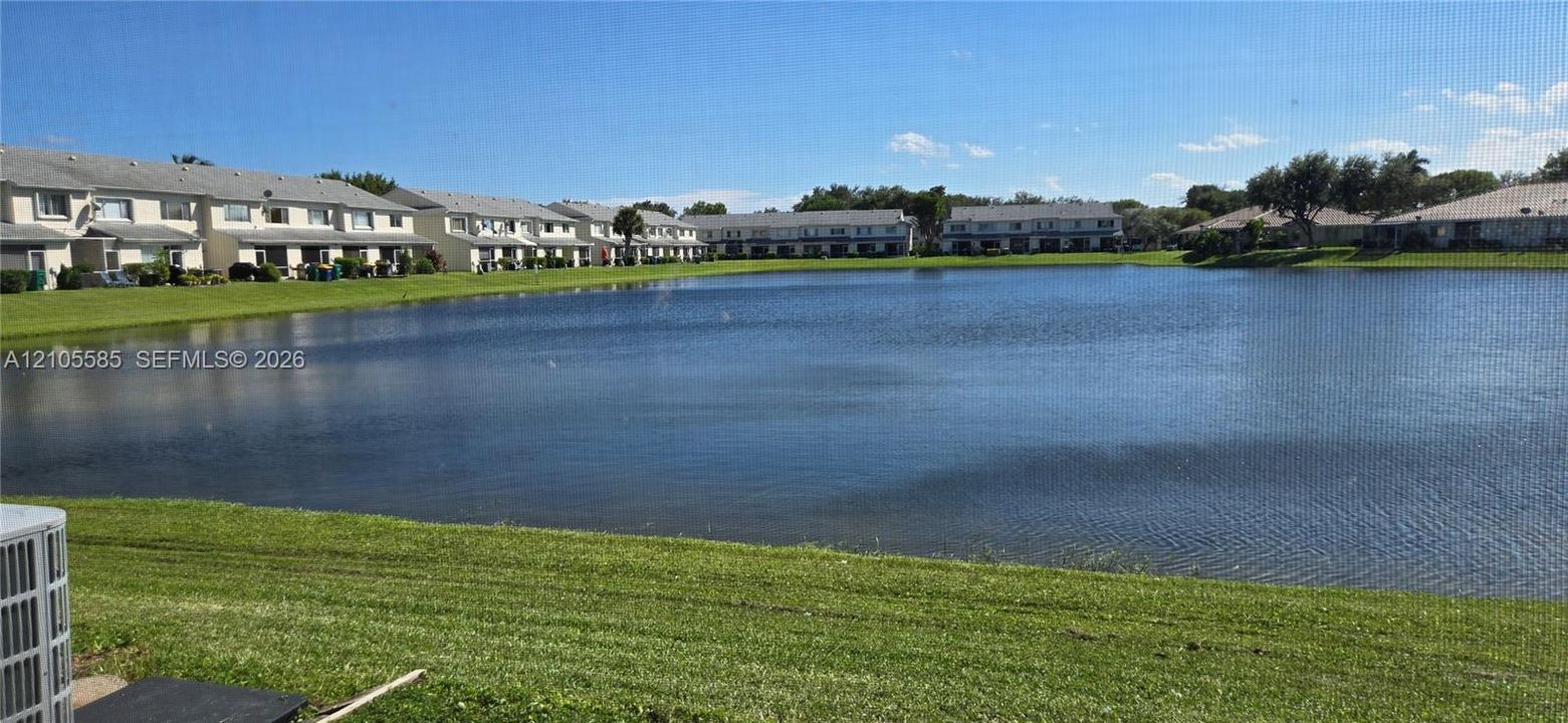 Expansive water feature with maintained lawn frontage