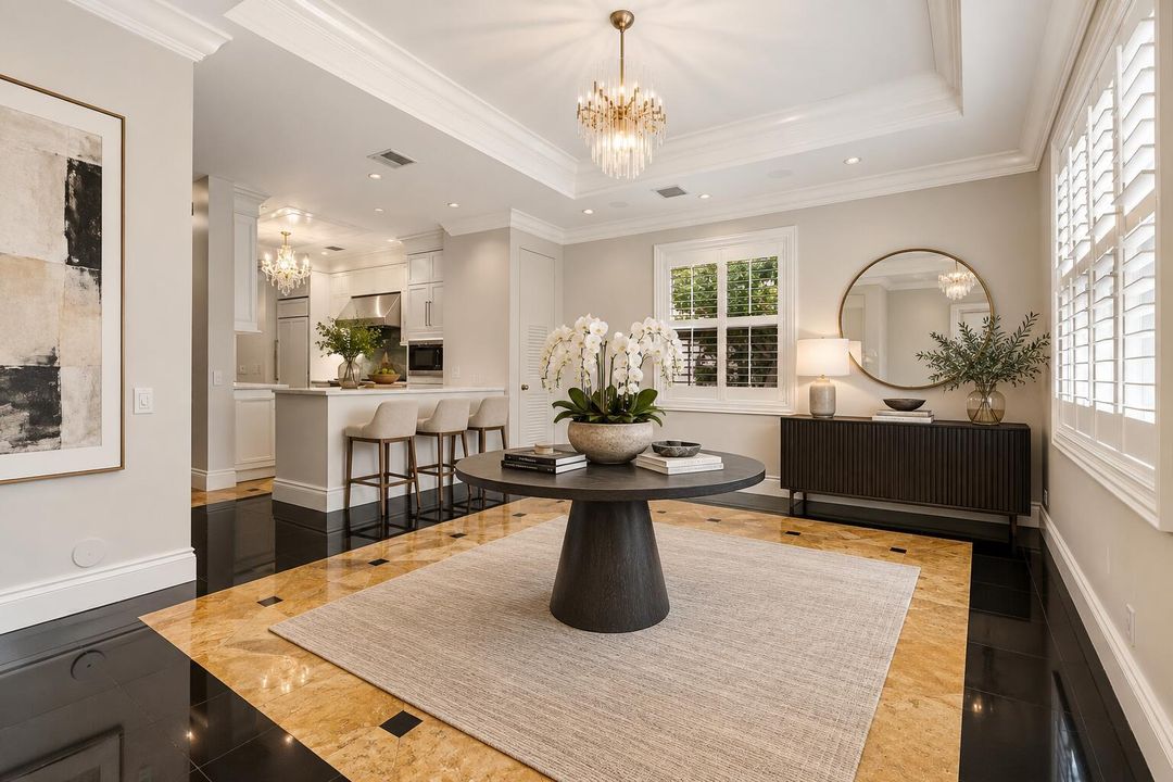 Elegant Luxury Foyer with Orchid Table
