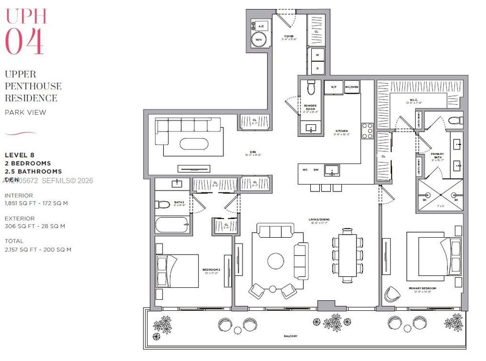 For Rent: $11,000 (2 beds, 2 baths, 1851 Square Feet)