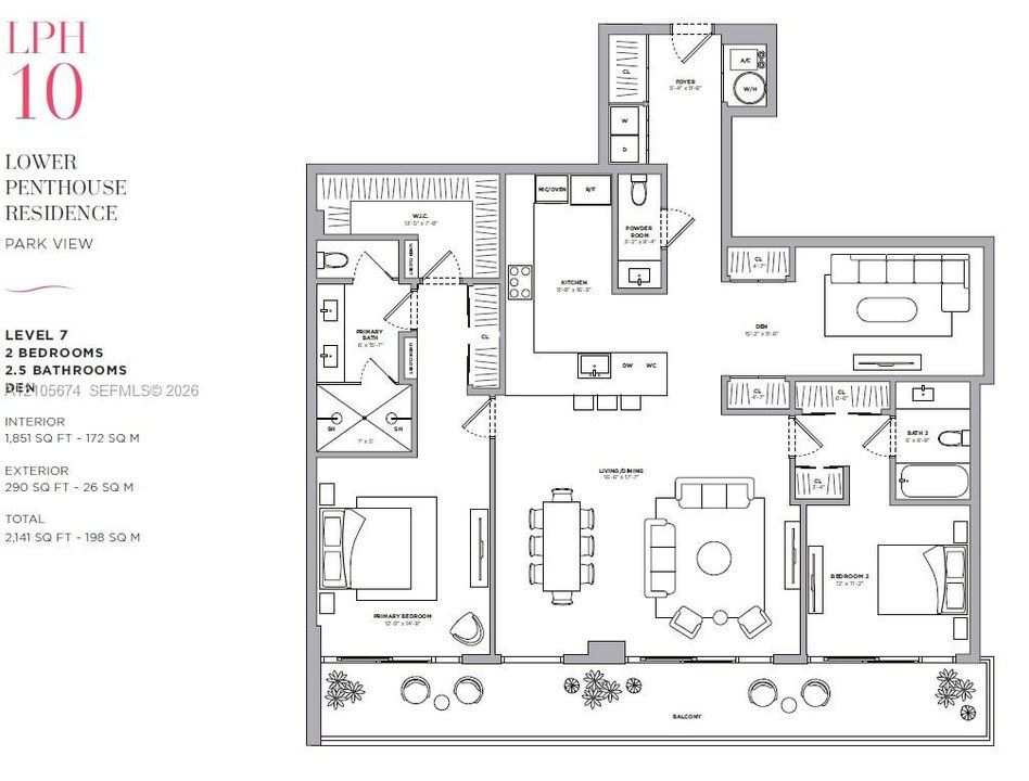 For Rent: $11,000 (2 beds, 2 baths, 1851 Square Feet)