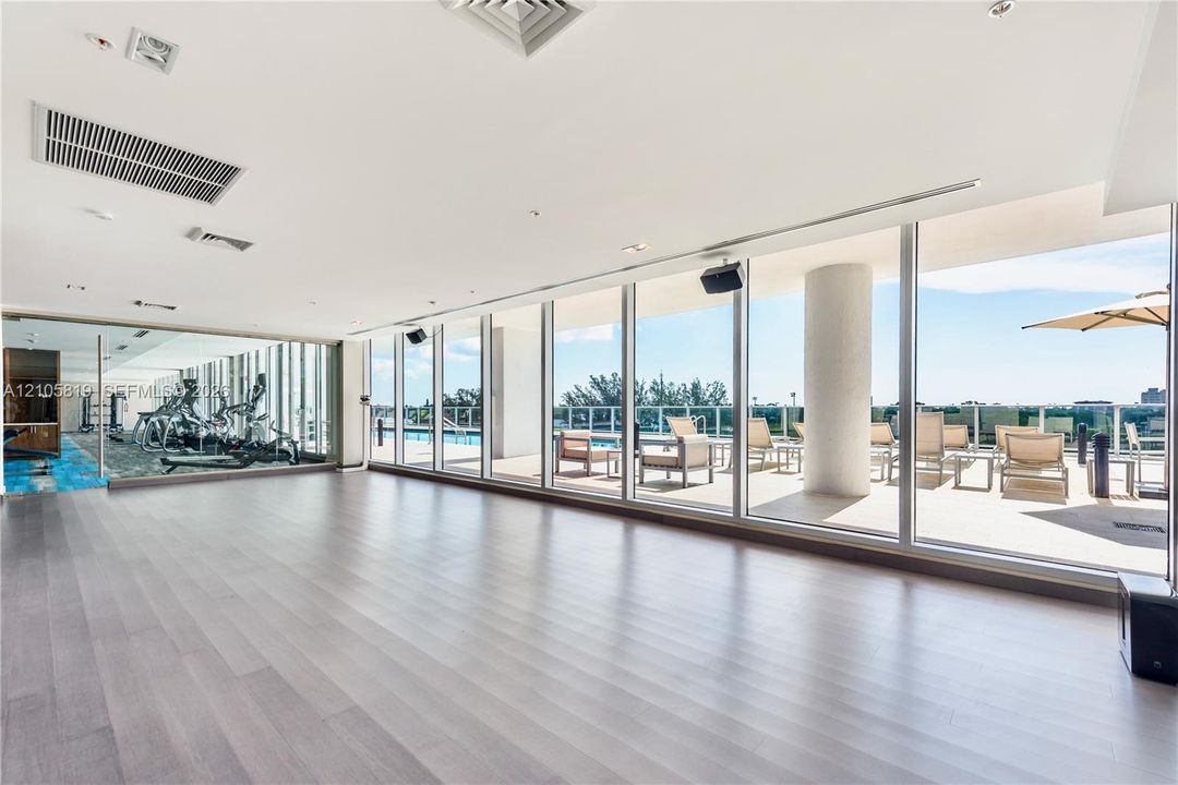 Fitness Studio with Weekly YOGA Classes.  Complete with mats, bands, blocks, straps and light weights.  Pool & River Views.
