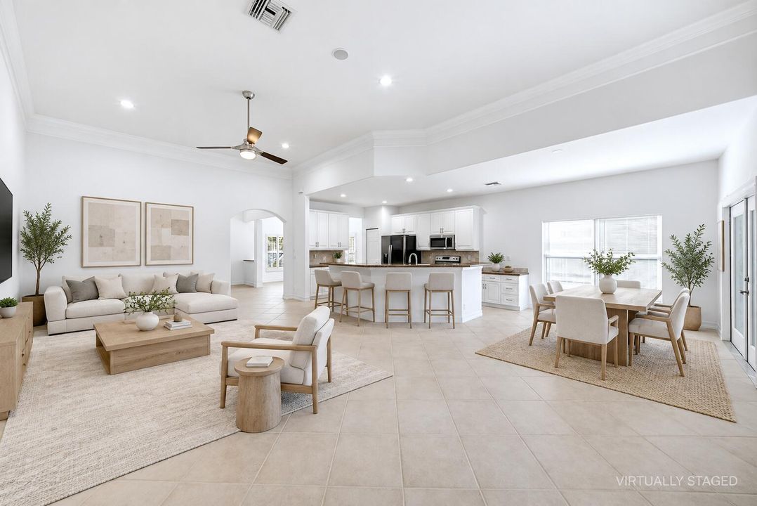 Virtually Staged Living and Dining Room