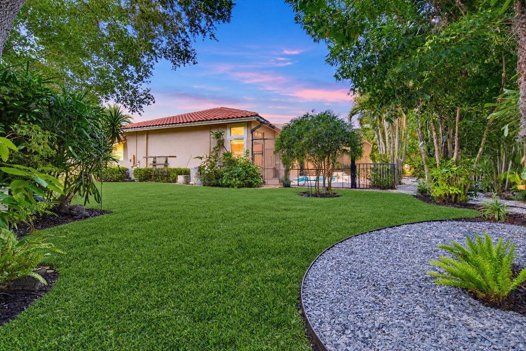 Twilight Backyard with Pool and Palms