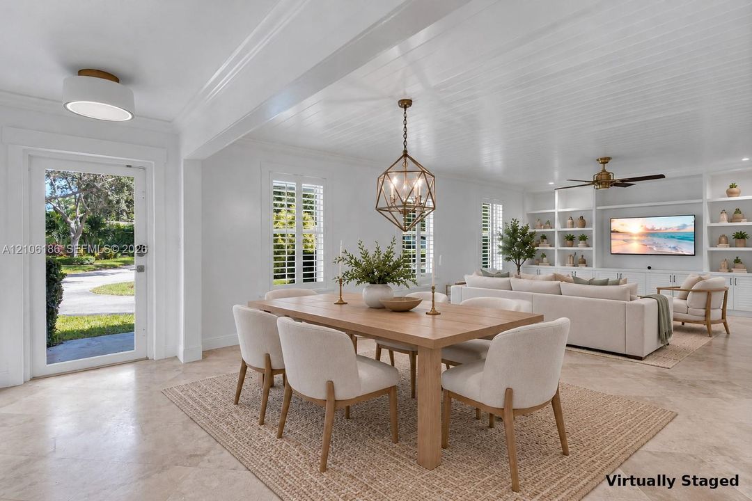 Virtually staged Living room & dining area